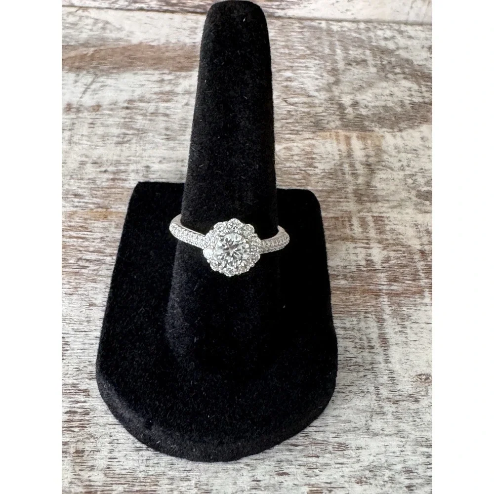 Moissanite‎ Halo Engagement Ring 0.5 Carat Size 6 – Brilliant Sparkle